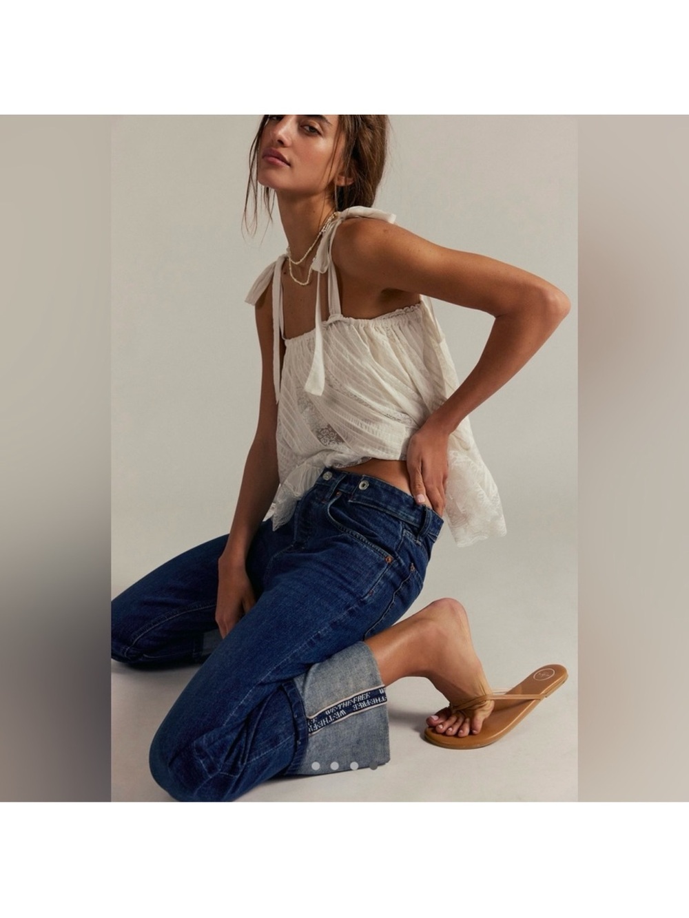 We The Free Womens Indigo Blue Relaxed Cuffed Jeans